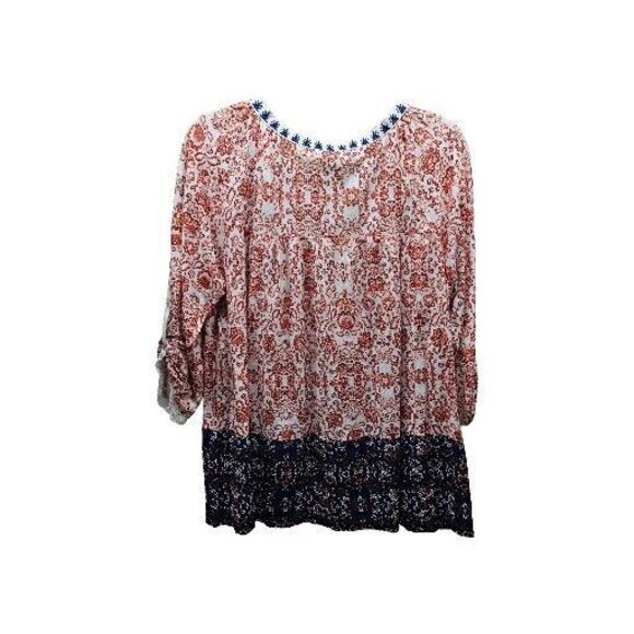 VINTAGE AMERICA Womens Red Blue Paisley Floral Peasant Flowy Longsleeve... - Picture 9 of 9